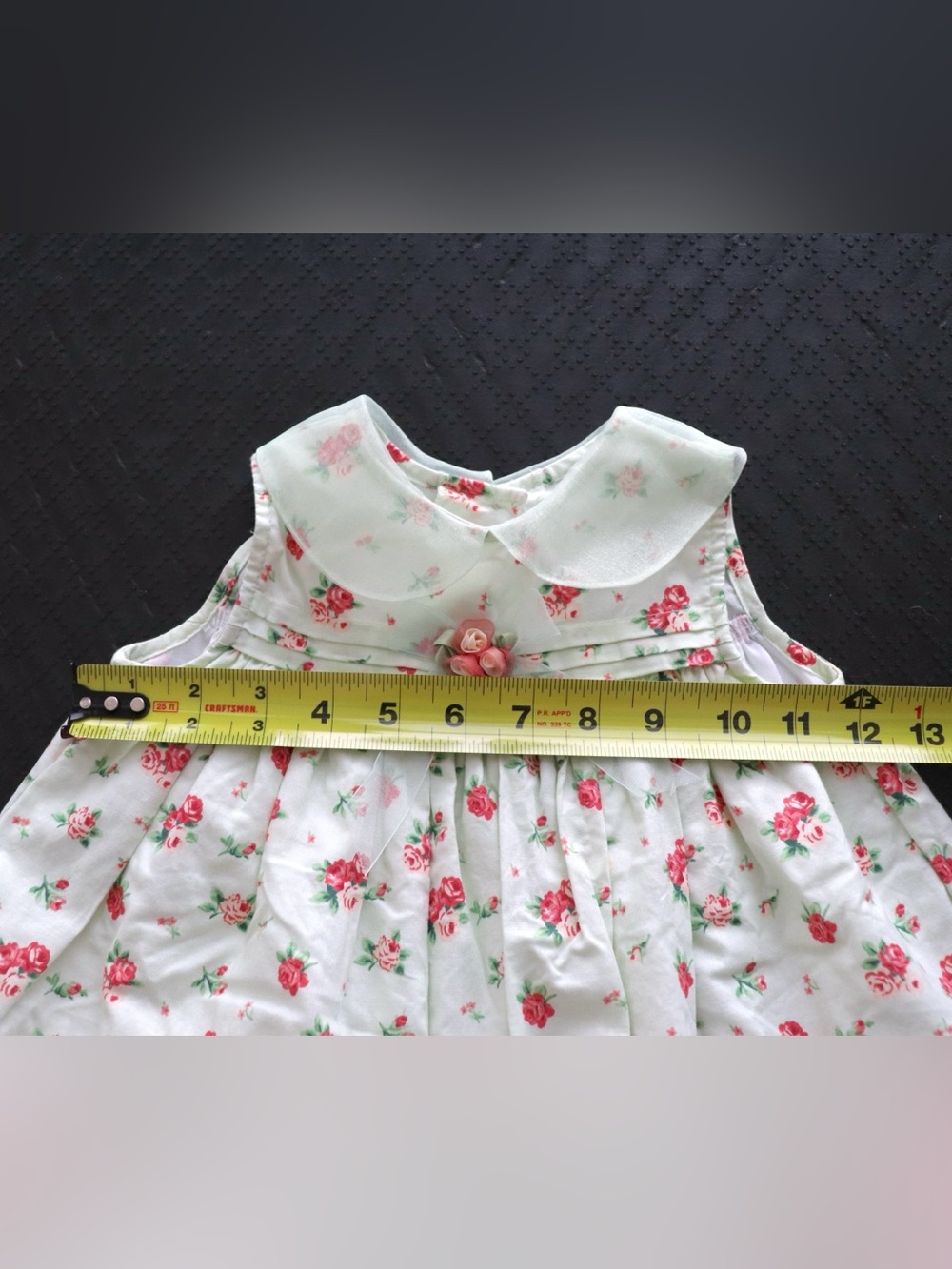 Bonnie Baby New York Vintage Floral Dress White/Green/Red 6-9MO - Picture 10 of 12